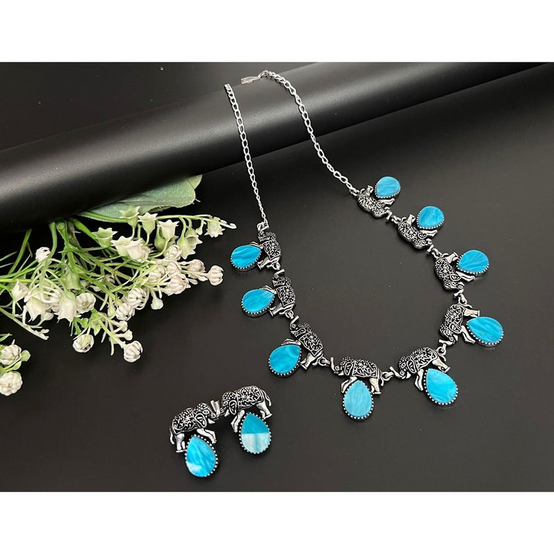 Akruti Collection Oxidised Plated Necklace Set