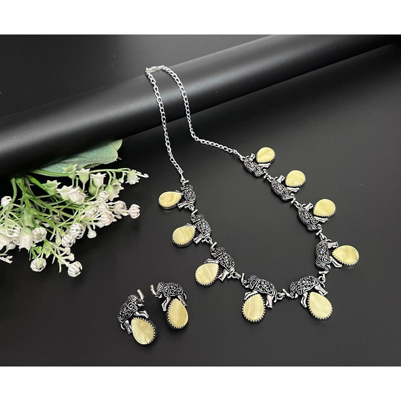 Akruti Collection Oxidised Plated Necklace Set