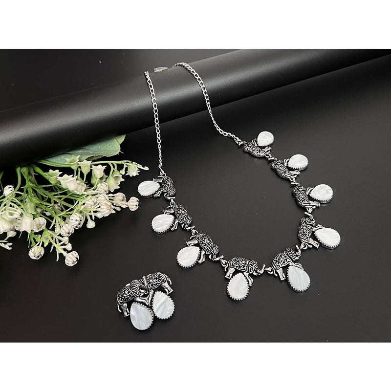 Akruti Collection Oxidised Plated Necklace Set