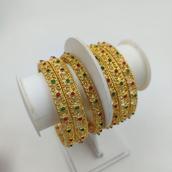 Akruti Collection Gold Plated Pota Stone  Bangle Set