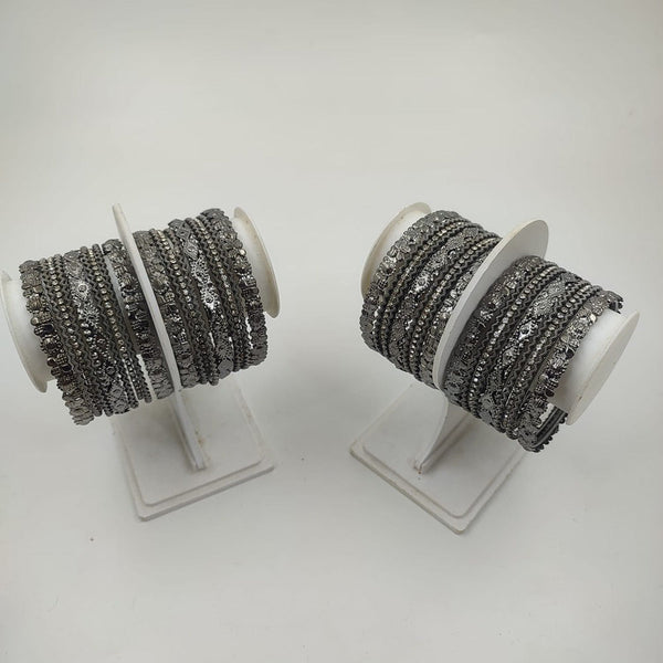 Akruti Collection Oxidised Plated Bangle Set