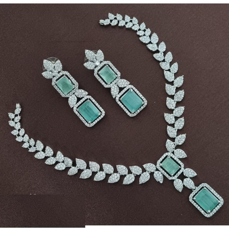 Akruti Collection Silver Plated AD Necklace Set