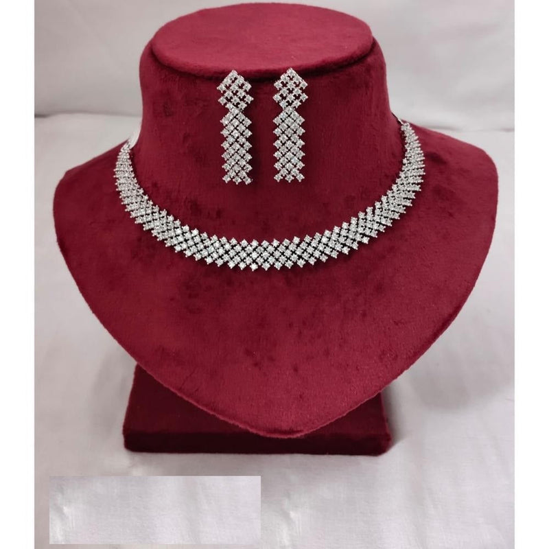 Akruti Collection Silver Plated AD Necklace Set