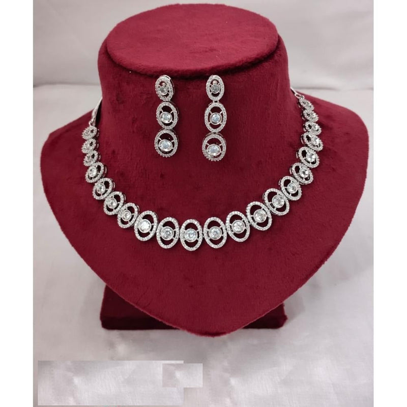 Akruti Collection Silver Plated AD Necklace Set