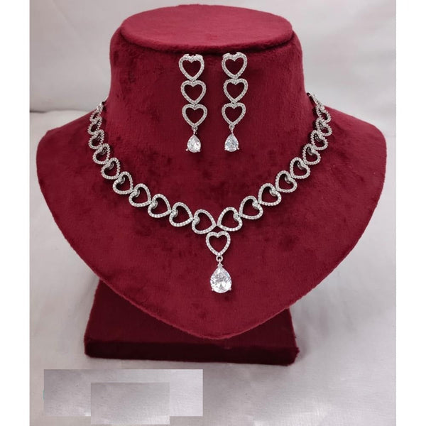 Akruti Collection Silver Plated AD Necklace Set