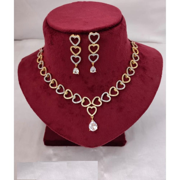 Akruti Collection Gold Plated Plated AD Necklace Set