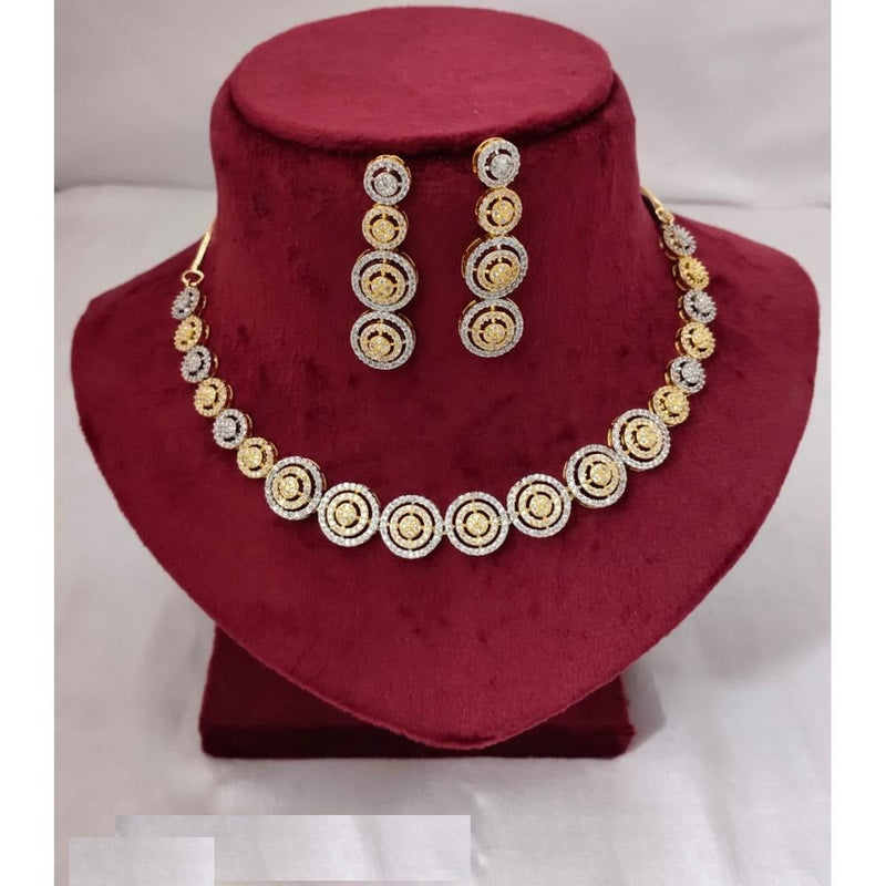 Akruti Collection Gold Plated Plated AD Necklace Set