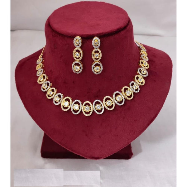 Akruti Collection Gold Plated Plated AD Necklace Set