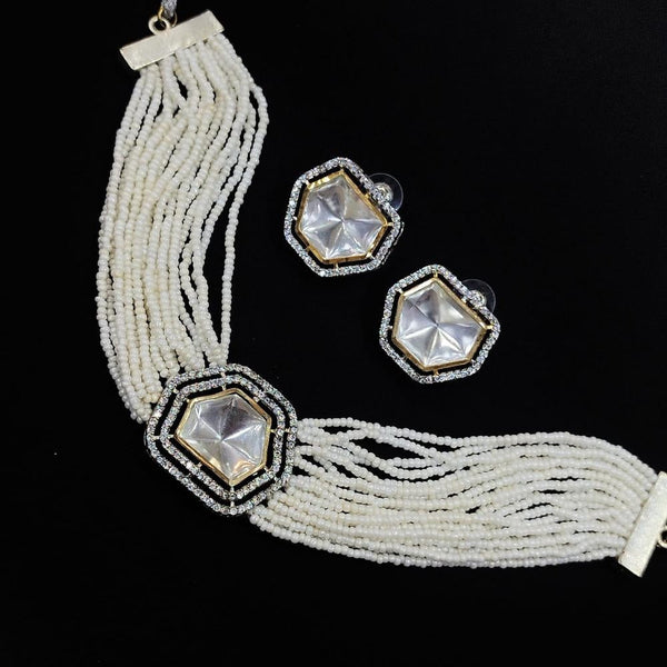 Akruti Collection Crystal Stone And Pearl Choker Necklace Set