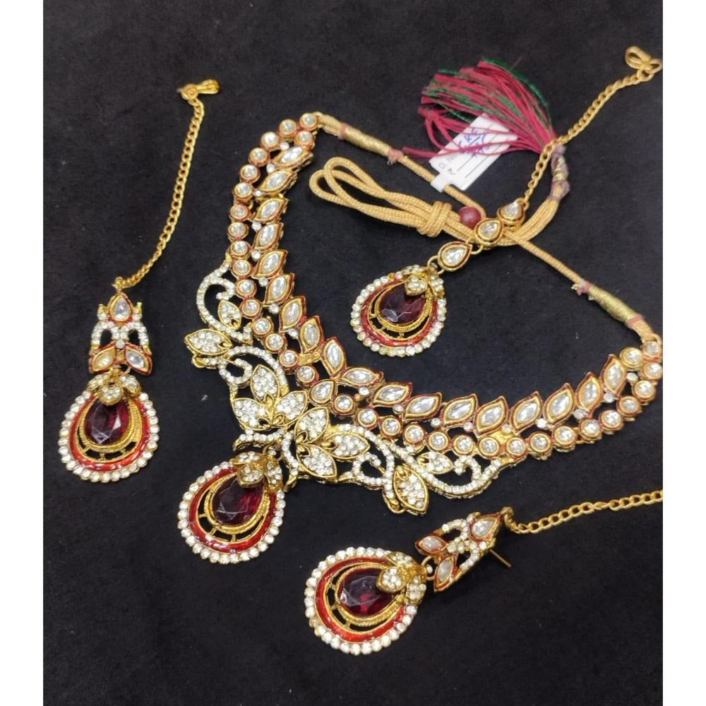 Akruti Collection Gold Plated Kundan Stone  Necklace Set