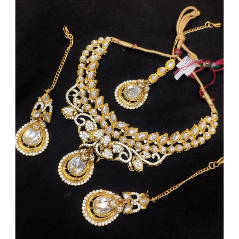 Akruti Collection Gold Plated Kundan Stone  Necklace Set