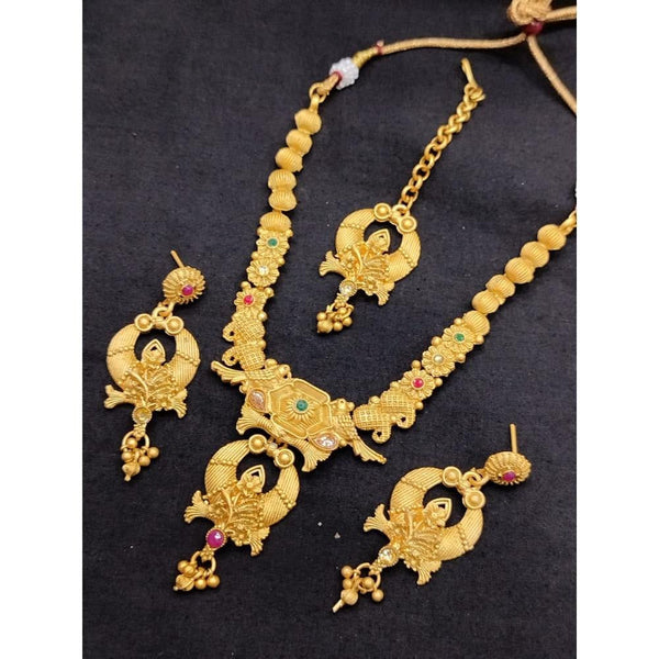 Akruti Collection Gold Plated Pota Stone Necklace Set