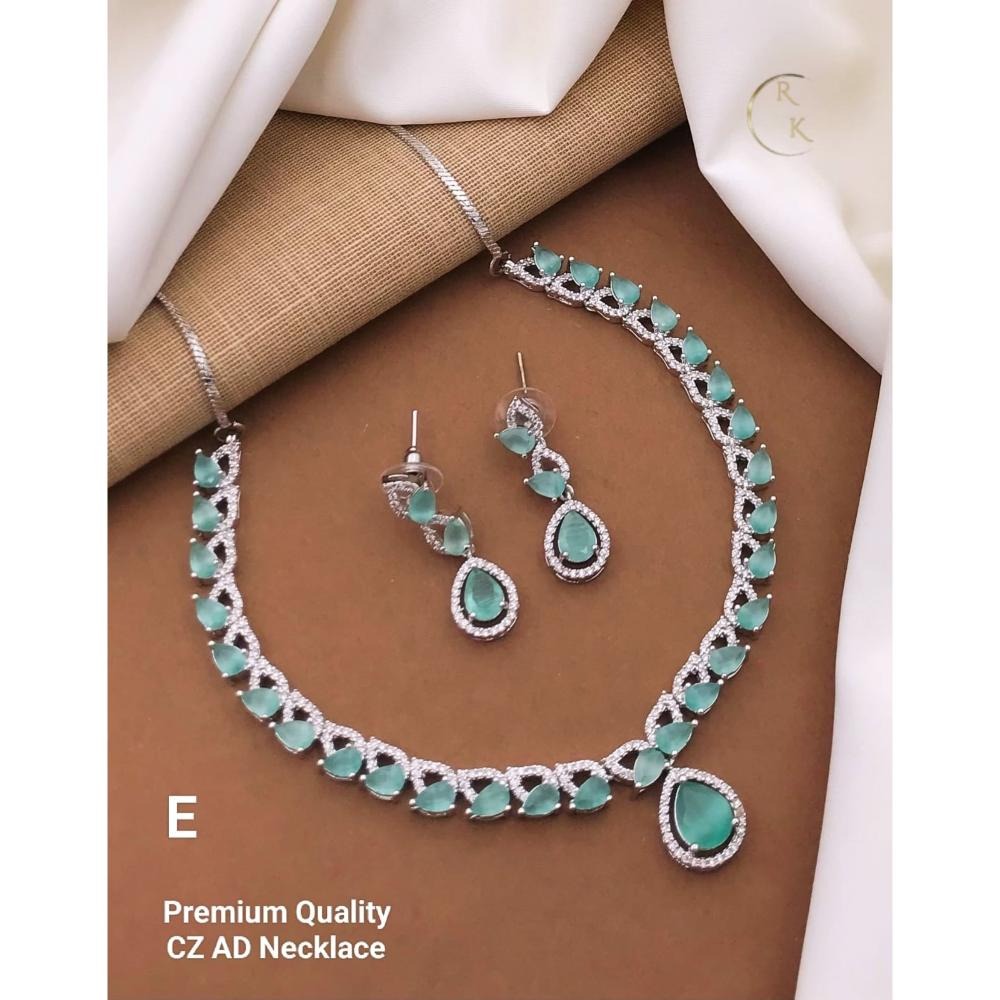 Akruti Collection Silver Plated AD Necklace Set