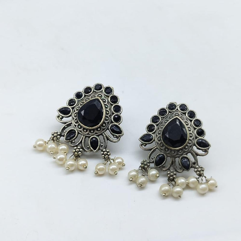 Akruti Collection Oxidised Plated Pota Stone Dangler Earring