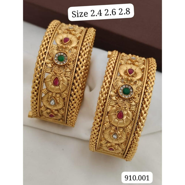 Akruti Collection Gold Plated Pota Stone Openable Bangle