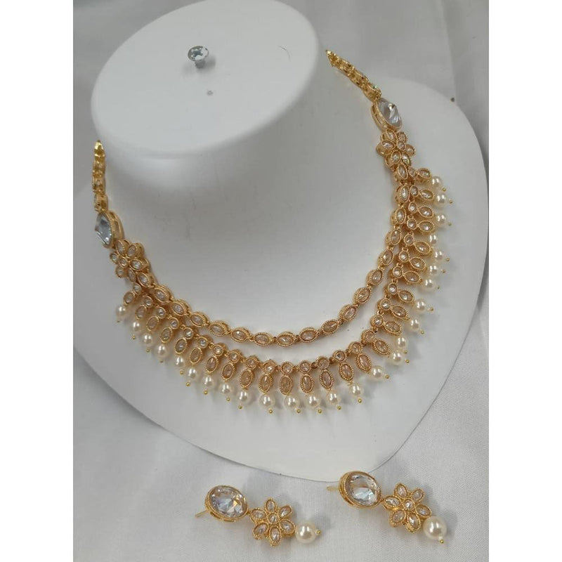 Akruti Collection Gold Plated Crystal Stone Necklace Set