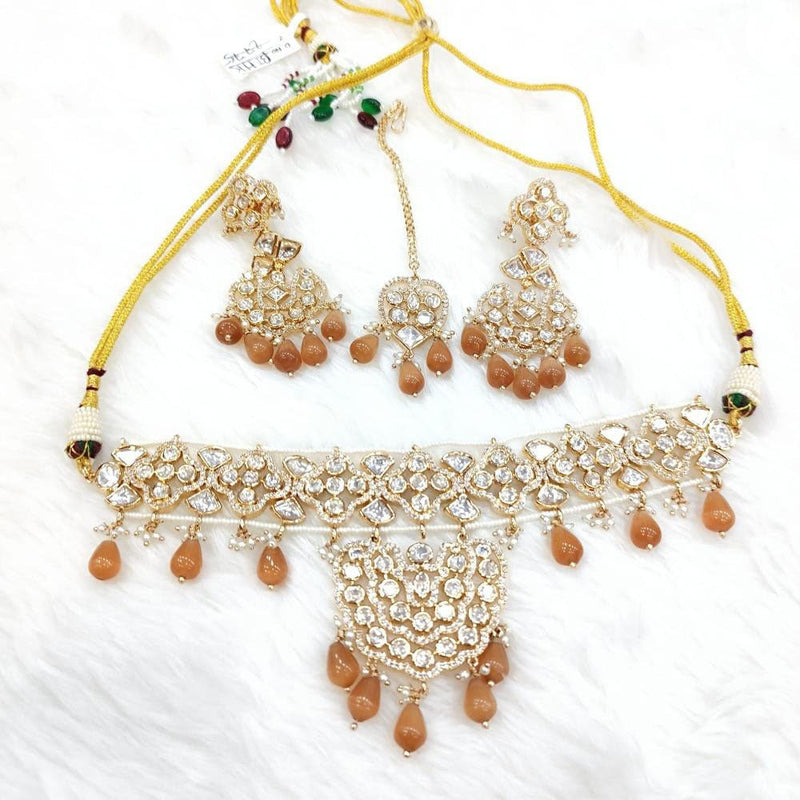 Akruti Collection Gold Plated Polki Kundan Choker Necklace Set