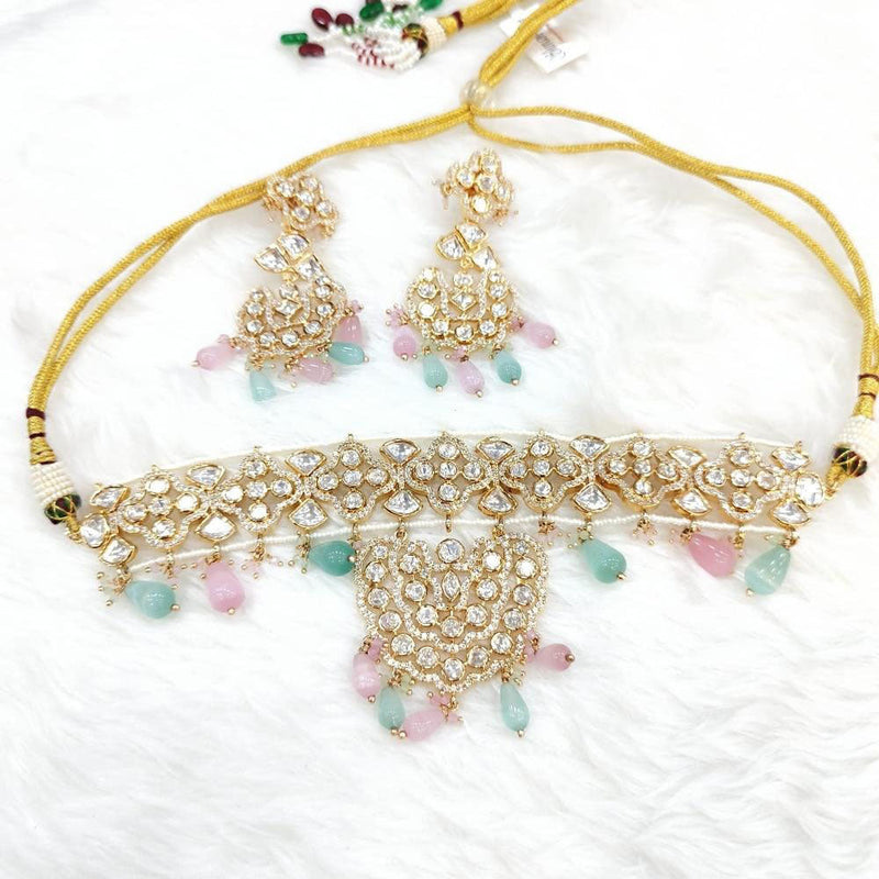 Akruti Collection Gold Plated Polki Kundan Choker Necklace Set