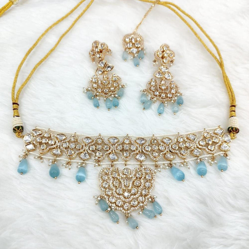 Akruti Collection Gold Plated Polki Kundan Choker Necklace Set