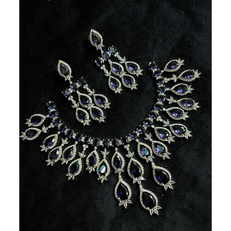 Akruti Collection Silver Plated AD Necklace Set