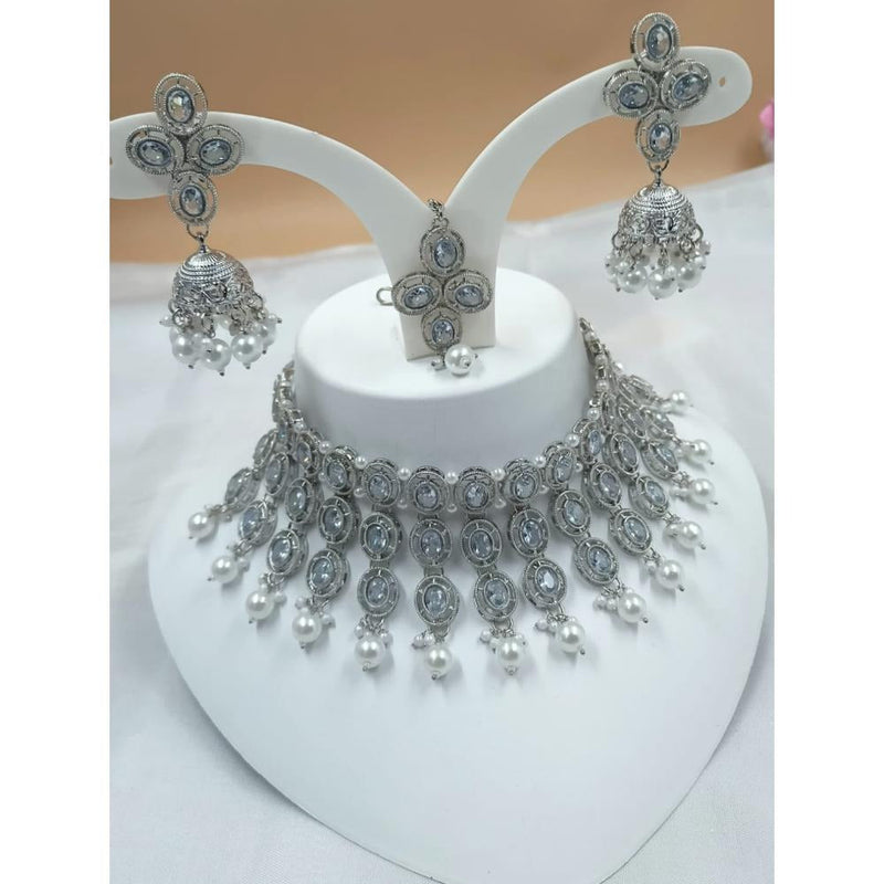 Akruti Collection Silver Plated Austrian Stone Necklace Set