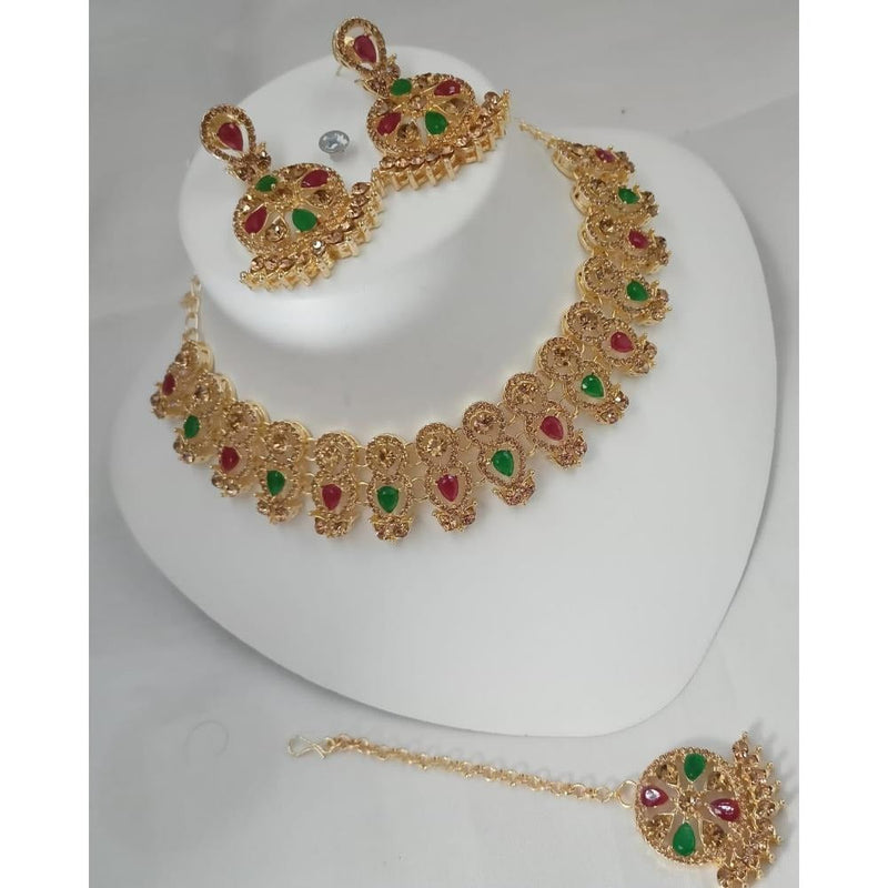 Akruti Collection Gold Plated Austrian Stone Choker Necklace Set