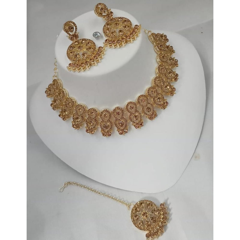 Akruti Collection Gold Plated Austrian Stone Choker Necklace Set