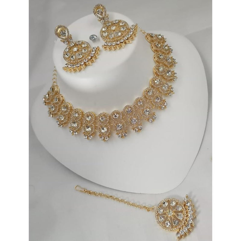 Akruti Collection Gold Plated Austrian Stone Choker Necklace Set