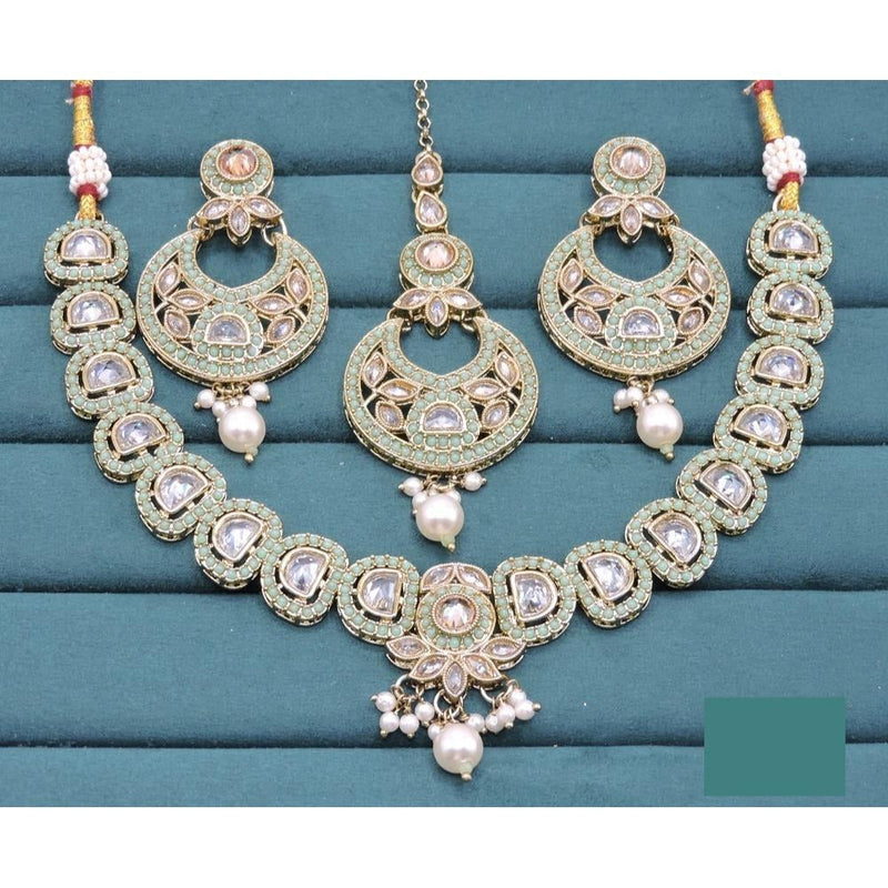 Akruti Collection Gold Plated Crystal Stone And Pearls Necklace Set