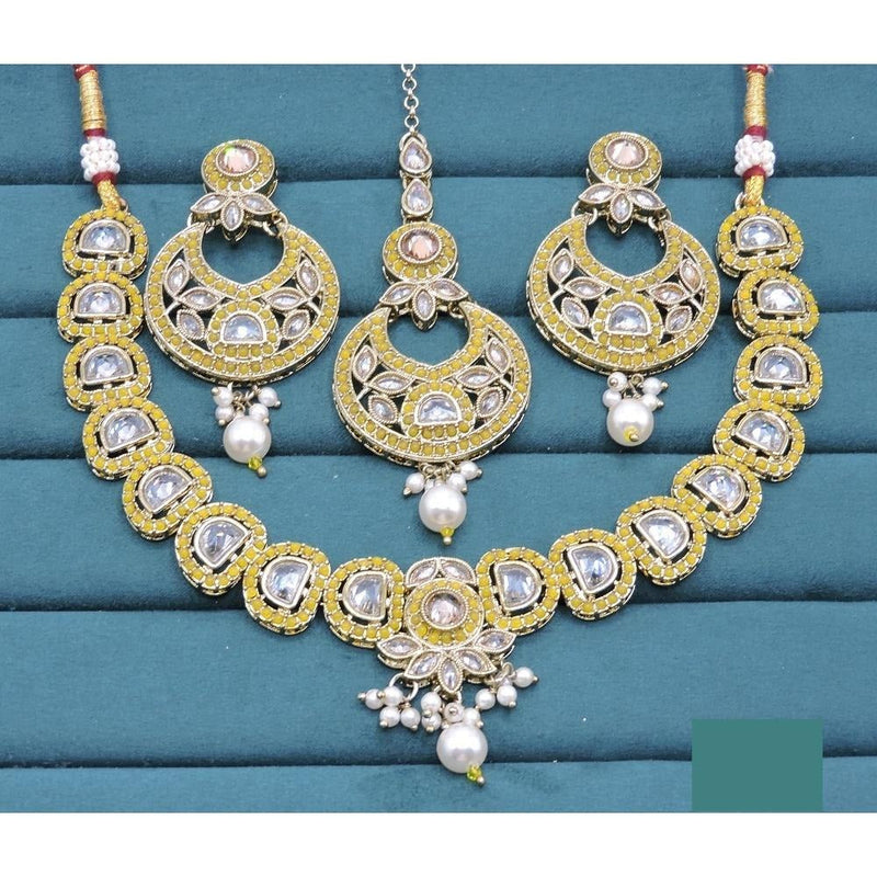 Akruti Collection Gold Plated Crystal Stone And Pearls Necklace Set