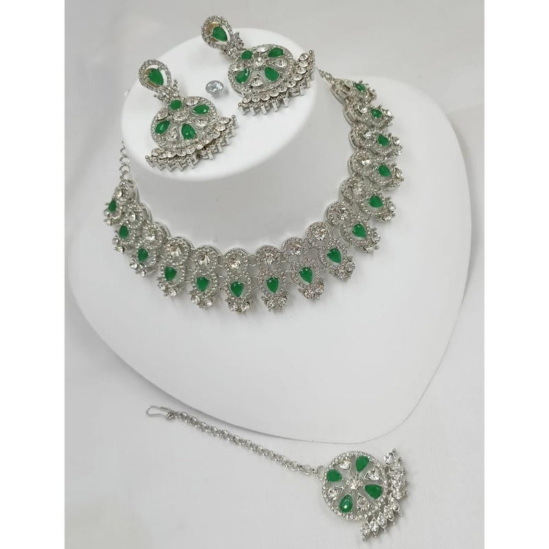 Akruti Collection Silver Plated Austrian Stone Choker Necklace Set