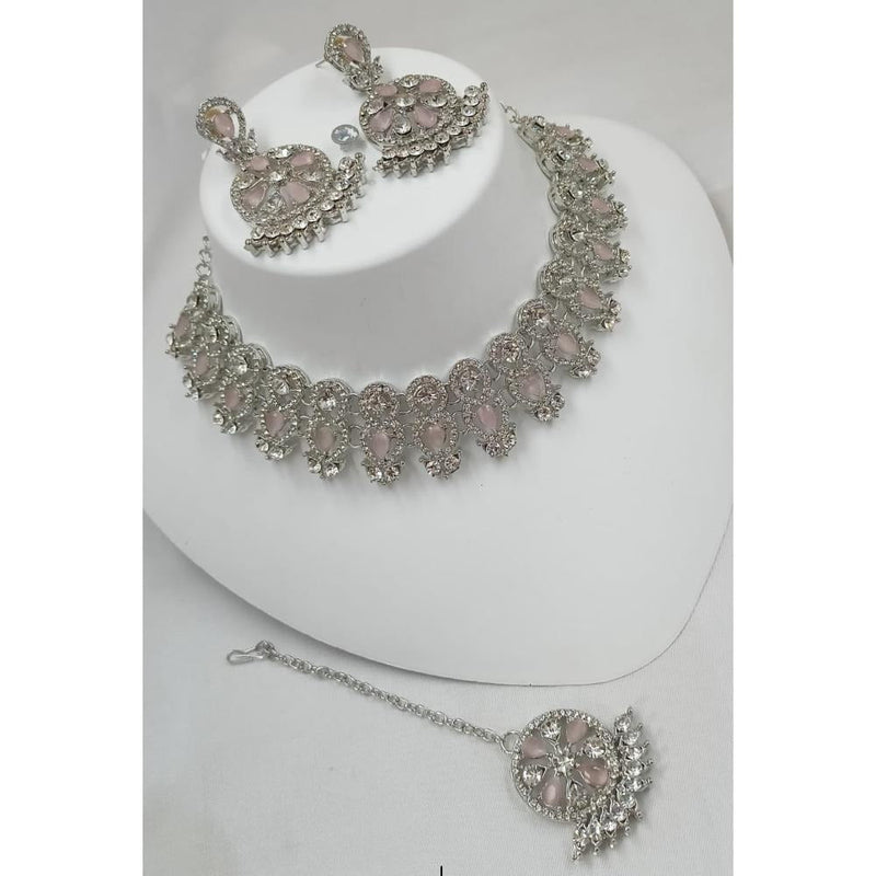 Akruti Collection Silver Plated Austrian Stone Choker Necklace Set