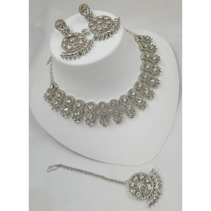 Akruti Collection Silver Plated Austrian Stone Choker Necklace Set