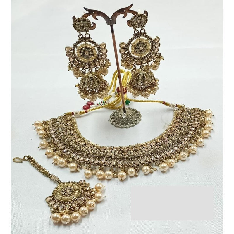 Akruti Collection Gold Plated Crystal Stone Necklace Set