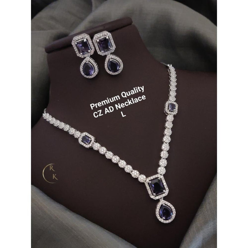 Akruti Collection Silver Plated AD Necklace Set