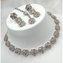 Akruti Collection Silver Plated Crystal Stone Necklace Set