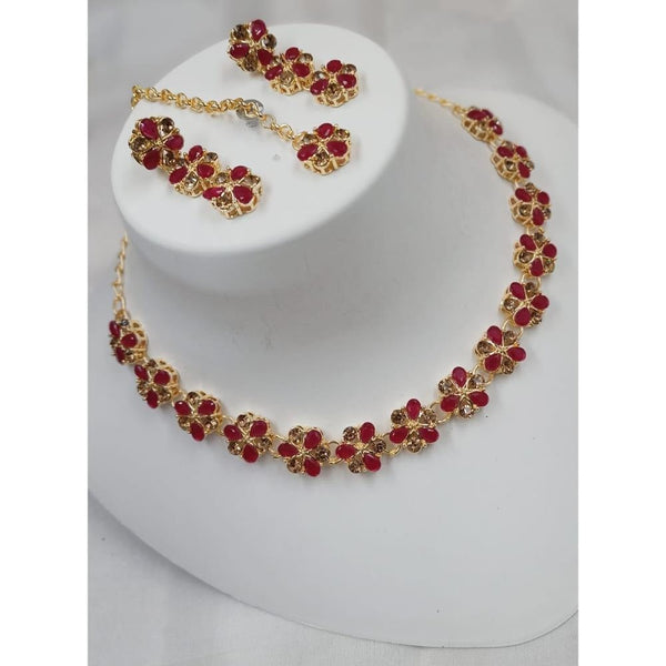 Akruti Collection Gold Plated Crystal Stone And Austrian Stone Necklace Set