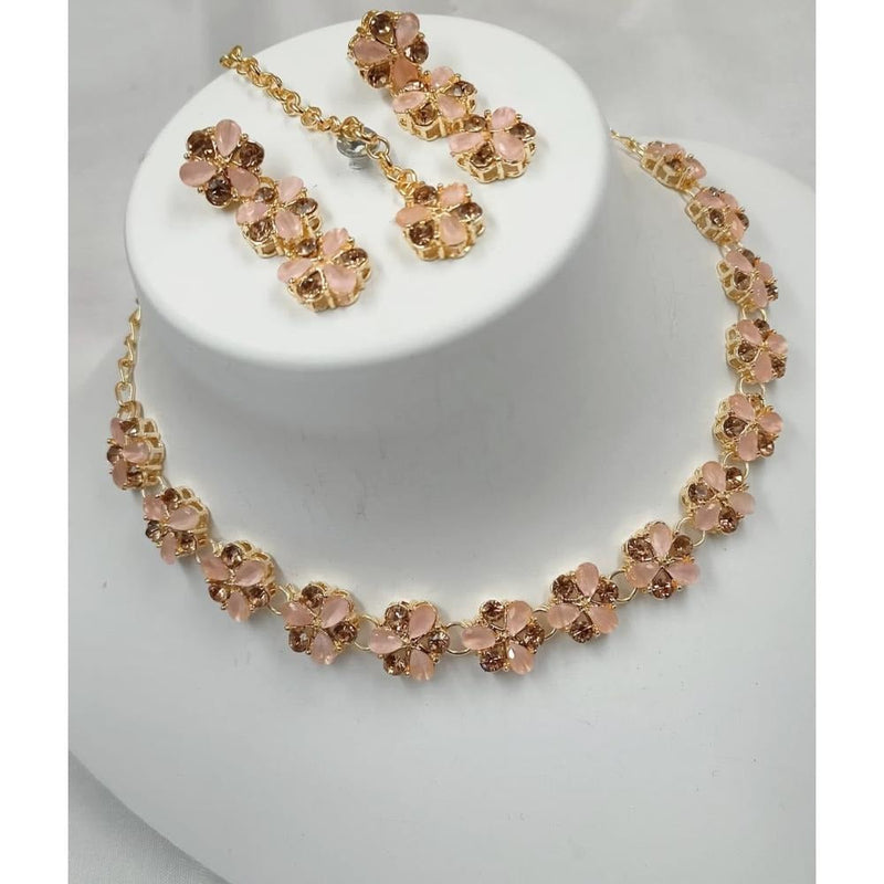 Akruti Collection Gold Plated Crystal Stone And Austrian Stone Necklace Set