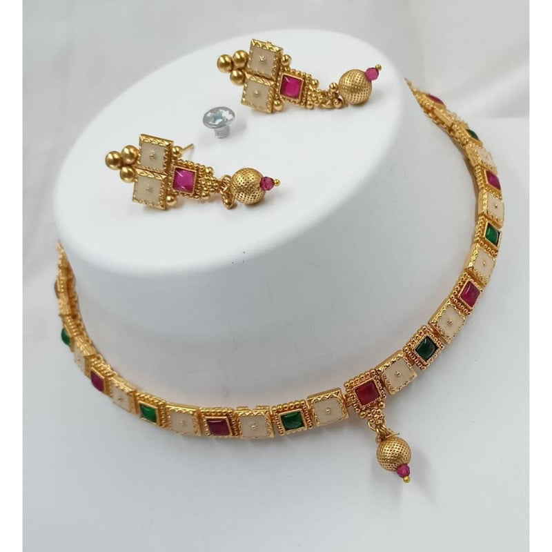 Akruti Collection Gold Plated Crystal Stone Necklace Set