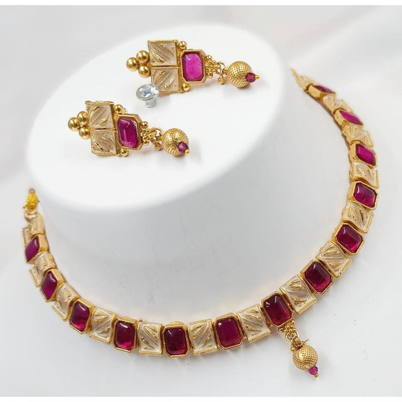 Akruti Collection Gold Plated Crystal Stone Necklace Set