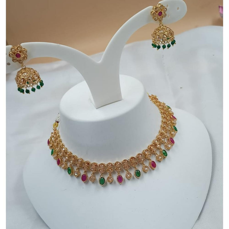 Akruti Collection Gold Plated Crystal Stone Necklace Set