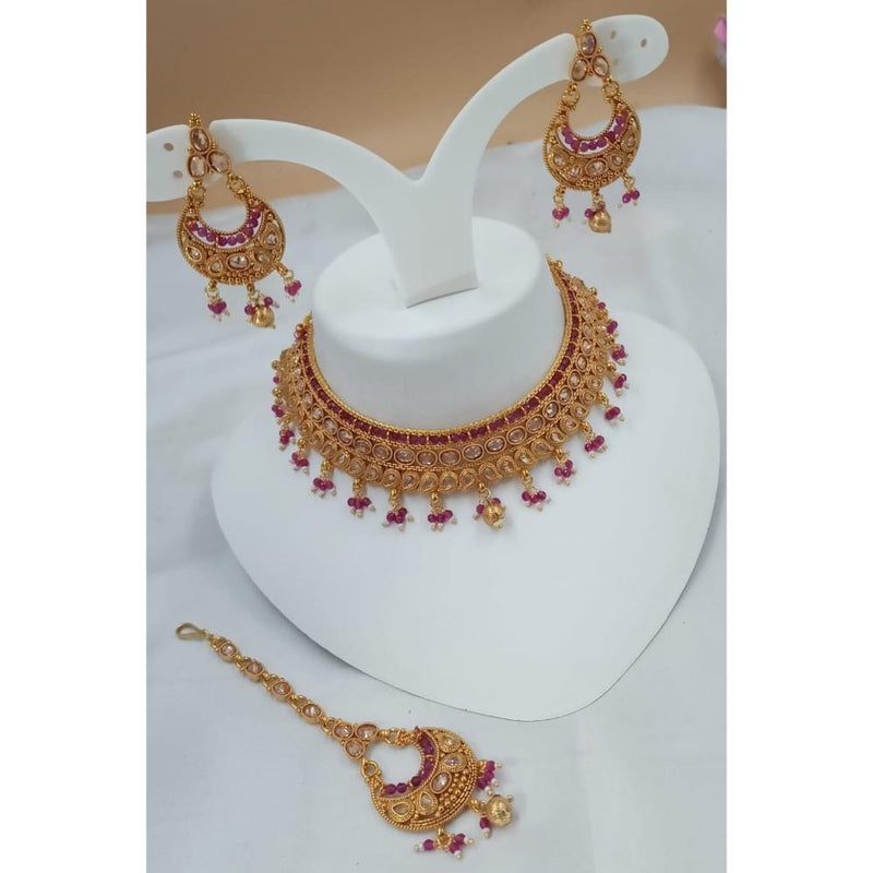 Akruti Collection Gold Plated Crystal Stone Necklace Set