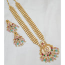 Akruti Collection Gold Plated Pota Stone And Beads Long Necklace Set