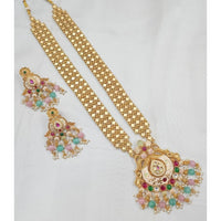 Akruti Collection Gold Plated Pota Stone And Beads Long Necklace Set
