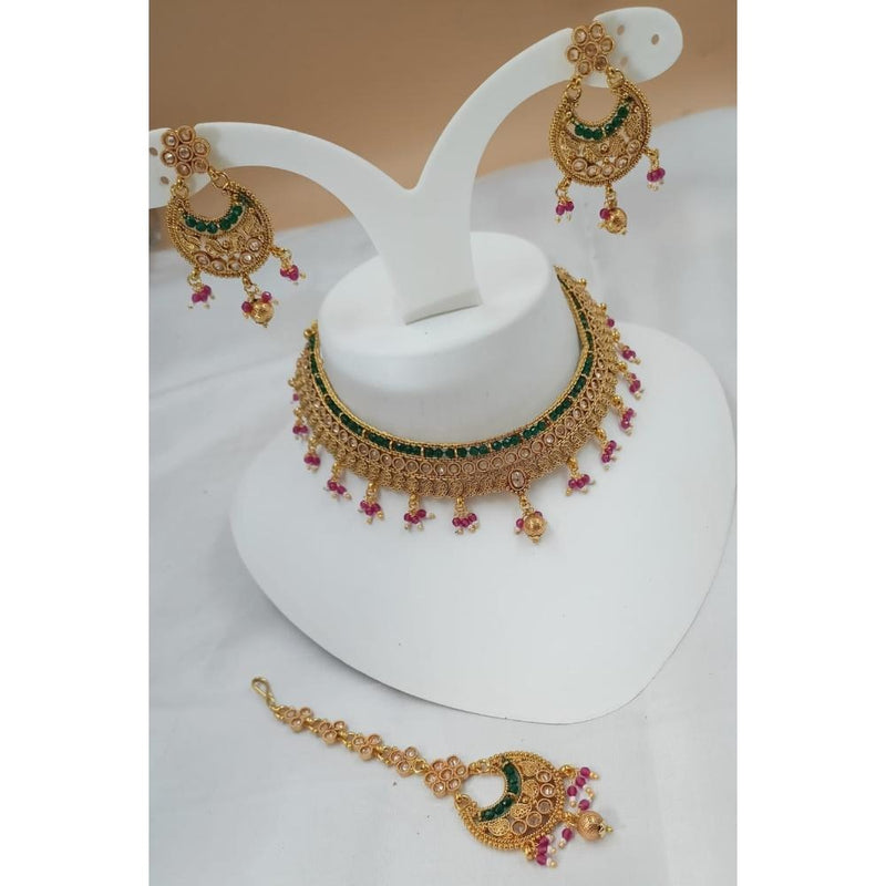 Akruti Collection Gold Plated Crystal Stone Necklace Set