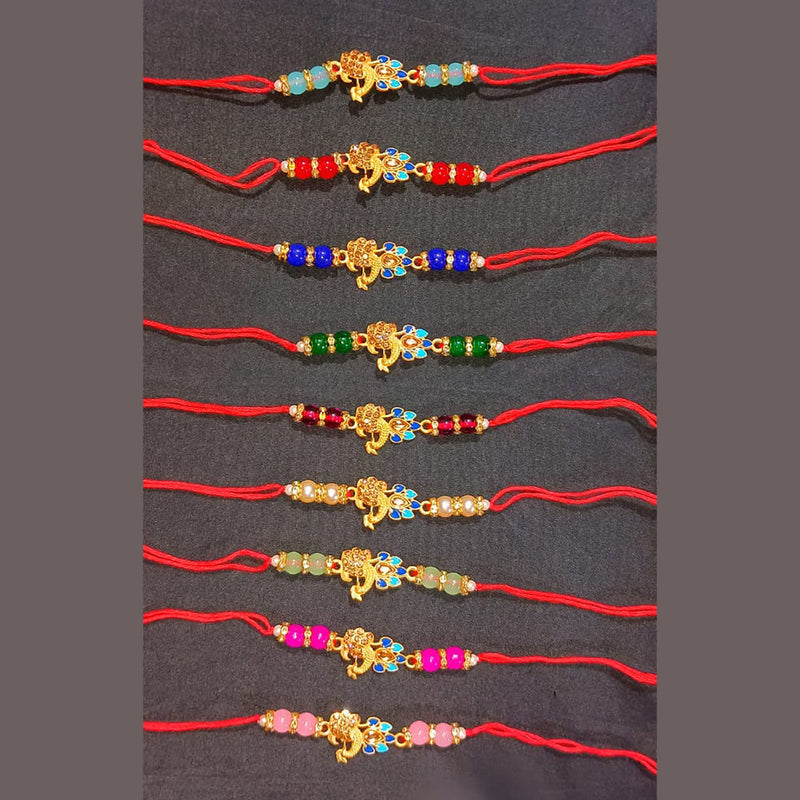 Akruti collection Gold Plated Austrian Stone Rakhi Assorted Color ( Any 3 )