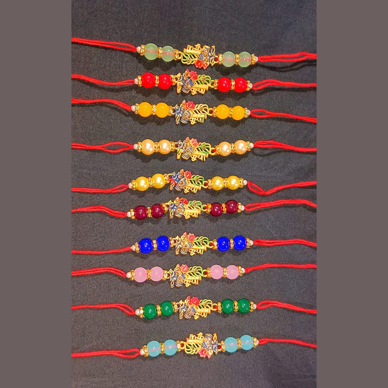 Akruti collection Gold Plated Austrian Stone Rakhi Assorted Color ( Any 3 )