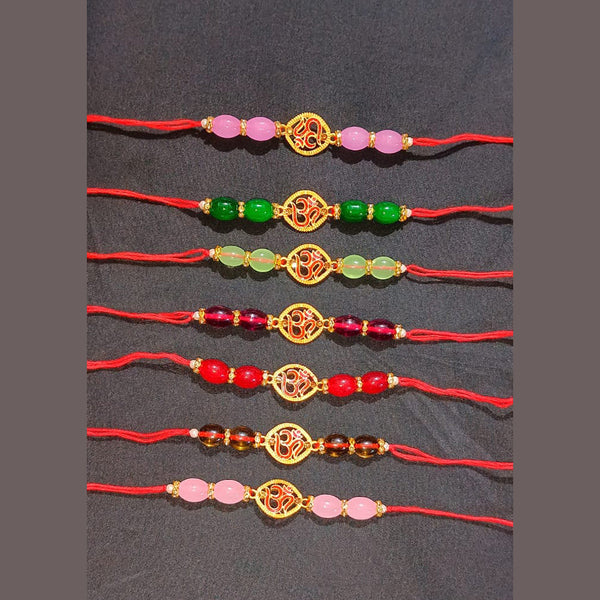 Akruti collection Gold Plated Beads Rakhi Assorted Color ( Any 3 )