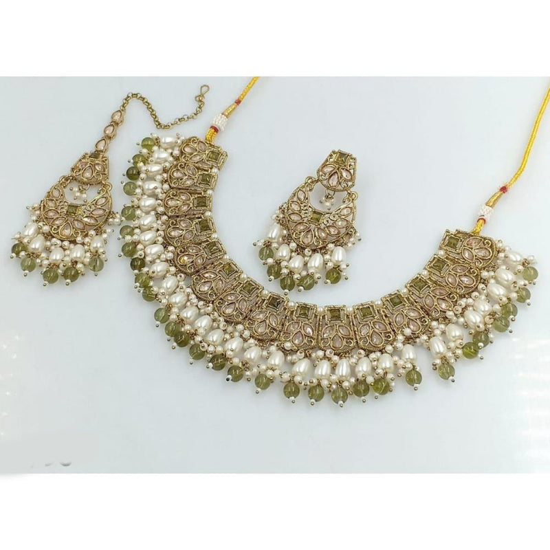 Akruti Collection Gold Plated Crystal Stone And Beads Necklace Set