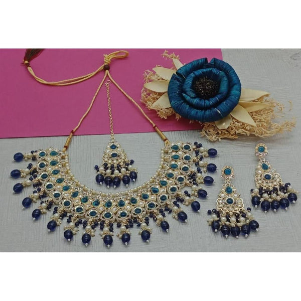 Akruti Collection Gold Plated Crystal Stone And Beads Necklace Set